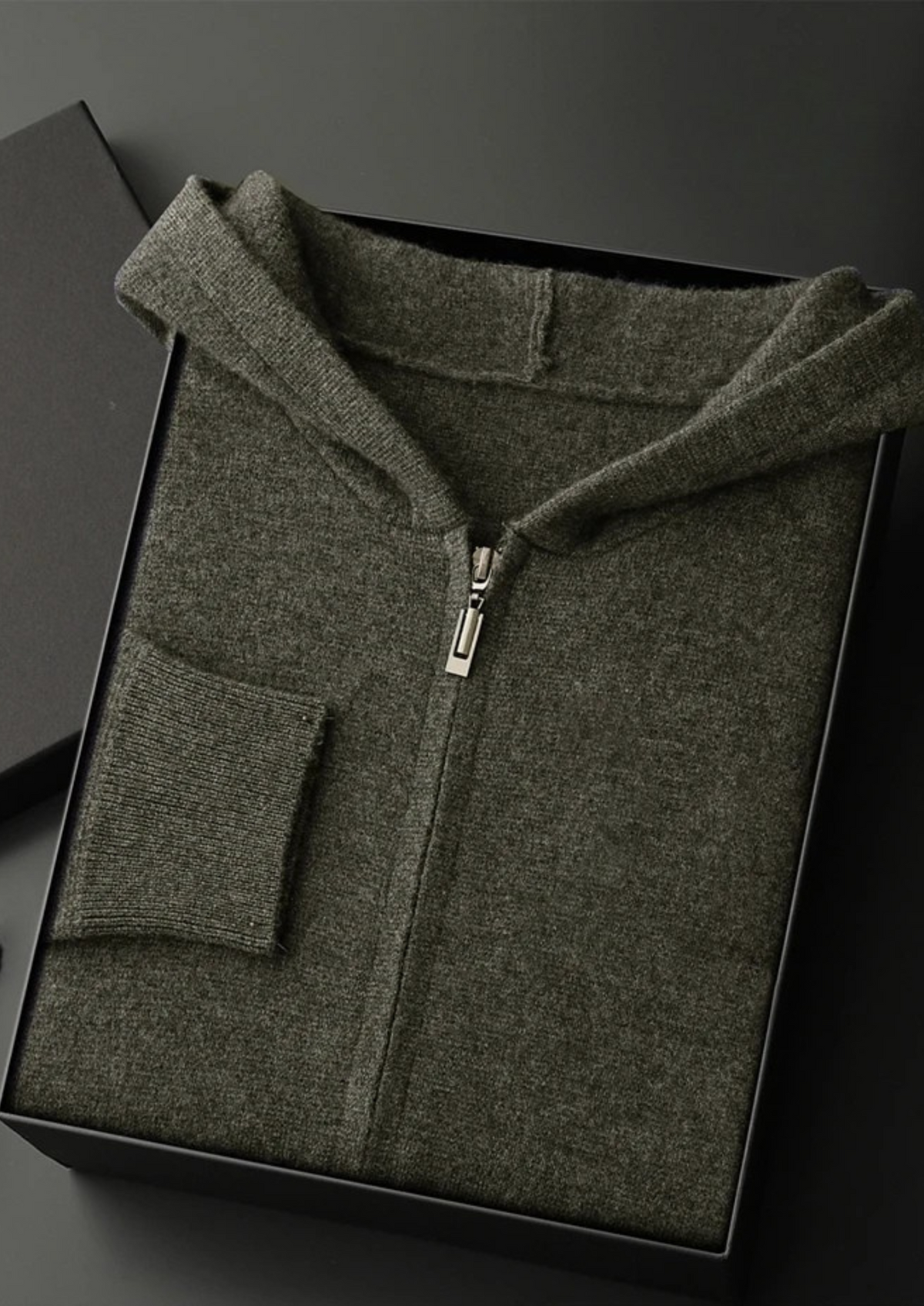 Sudadera con Capucha y Cremallera de Cachemira Premium