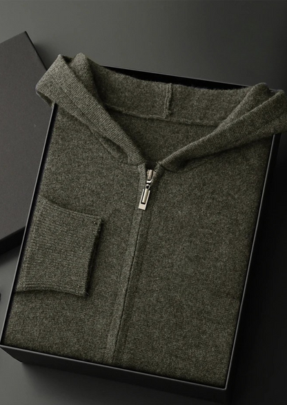 Sudadera con Capucha y Cremallera de Cachemira Premium