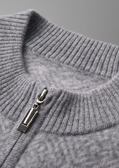 Premium Cashmere Patterned Half-Zip Sweater | Solmar