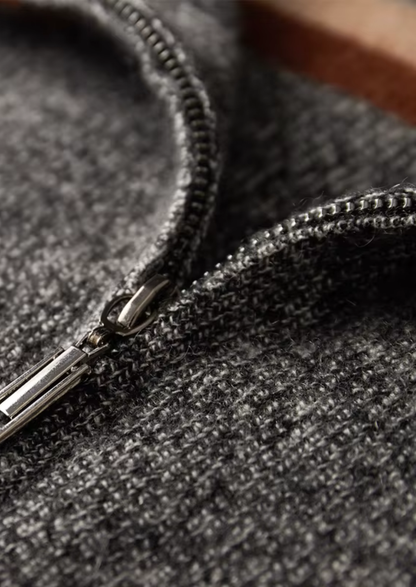 Pure Cashmere Striped Zip Cardigan | Solmar