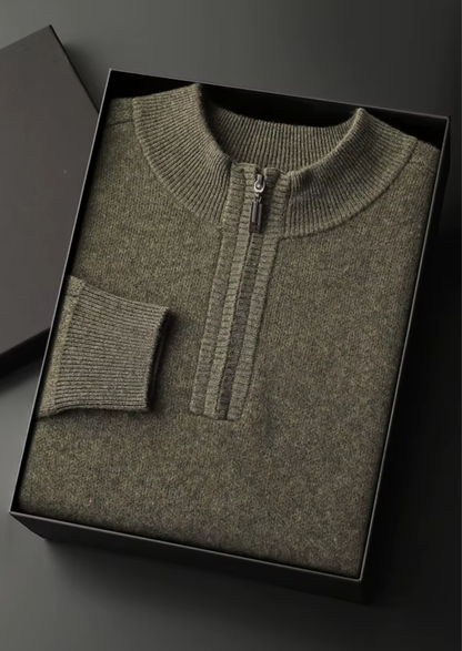 Premium Cashmere Essential Half-Zip Sweater | Solmar