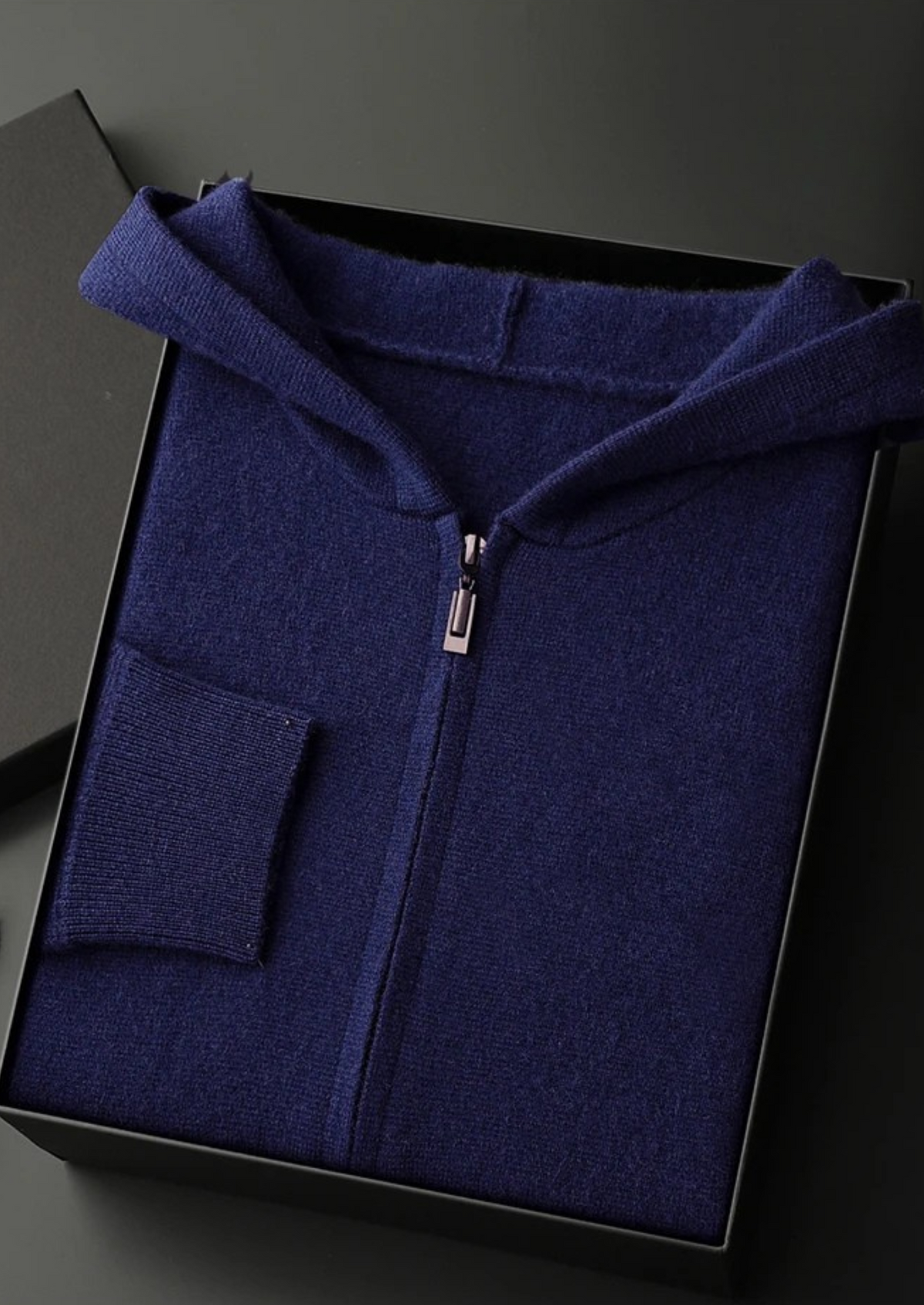 Sudadera con Capucha y Cremallera de Cachemira Premium