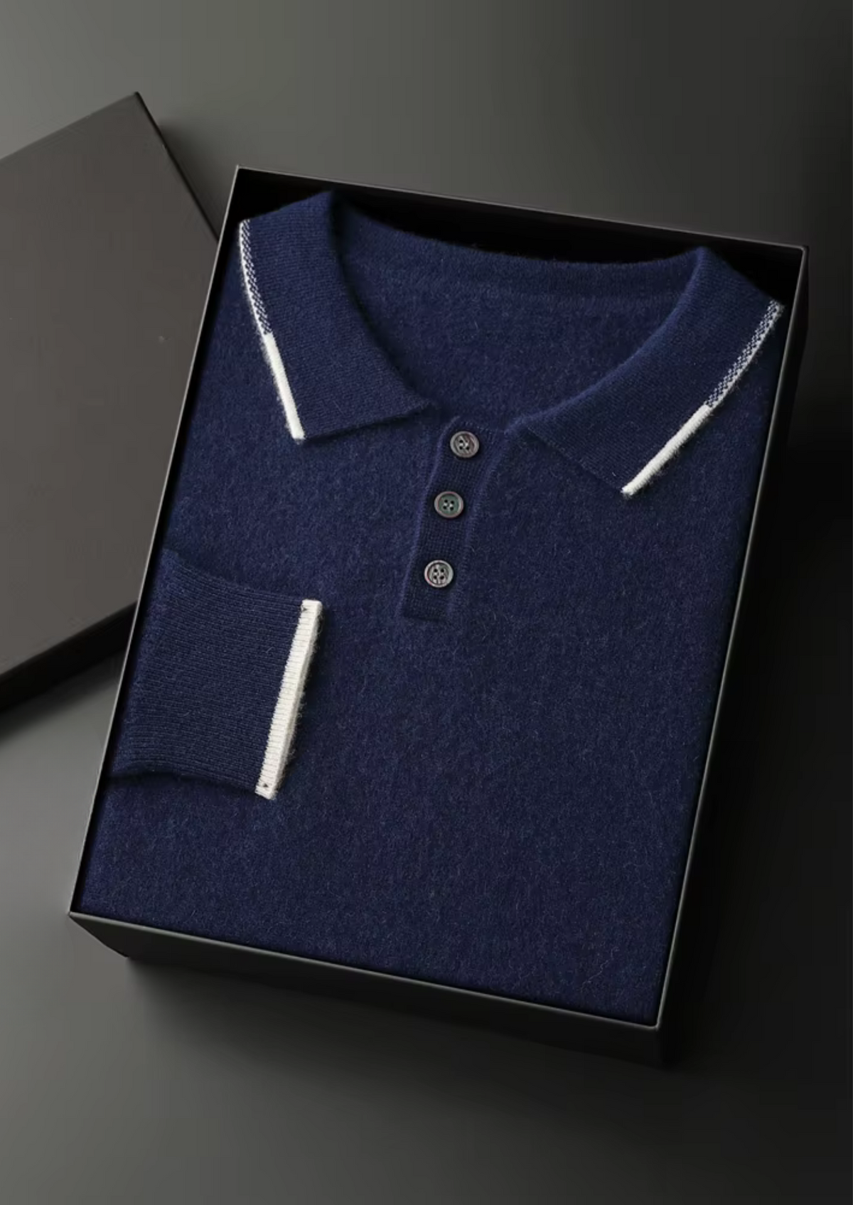 Premium Cashmere Two Tone Button Polo | Solmar