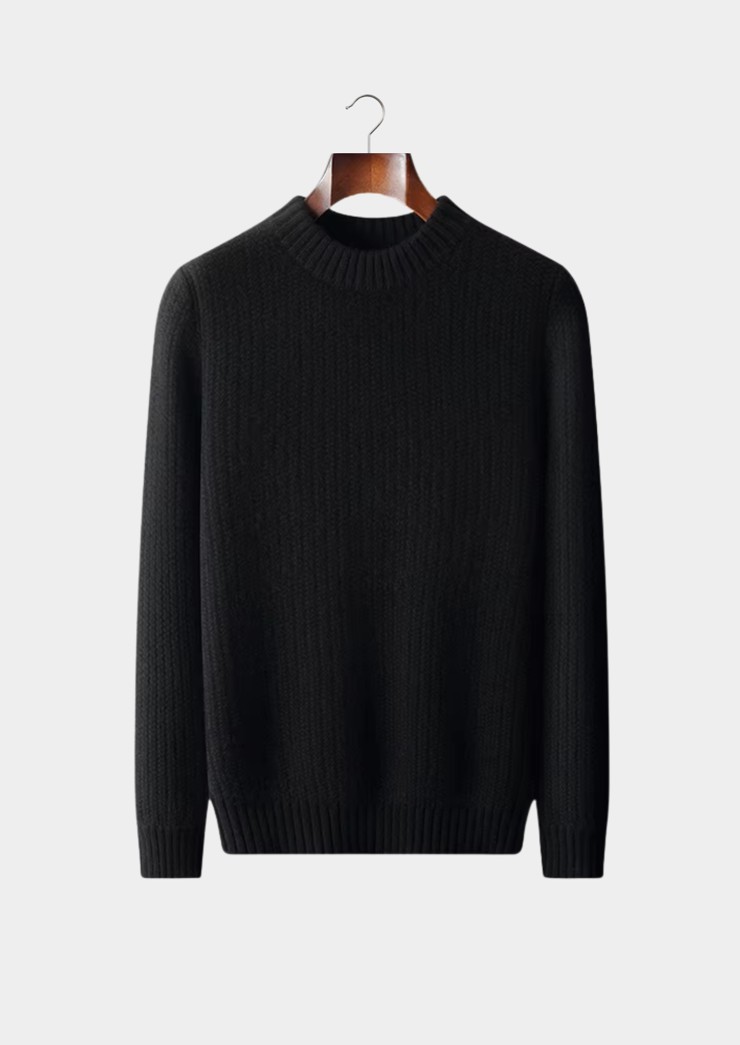 Pure Cashmere Black Heavyweight Crewneck | Solmar
