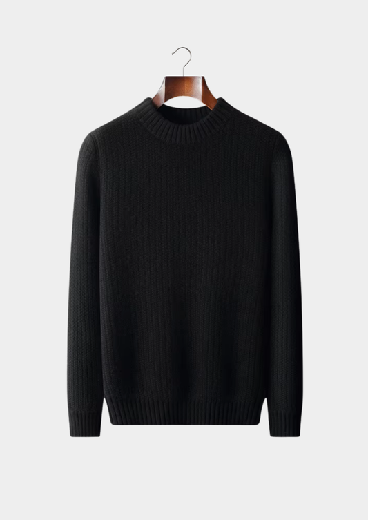 Pure Cashmere Black Heavyweight Crewneck | Solmar