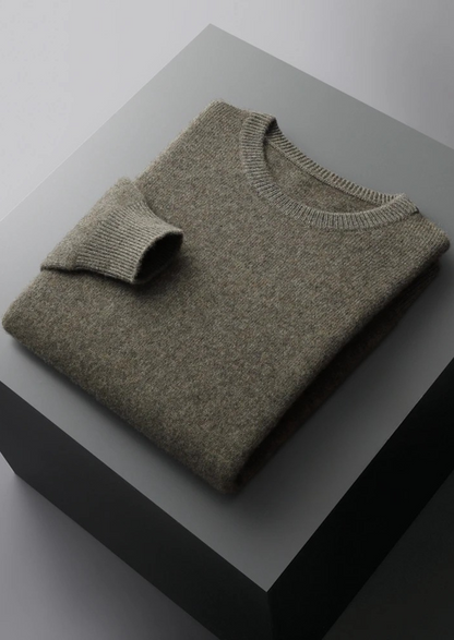 Jersey Clásico de Cuello Redondo de Lana Merino Extrafina Pura