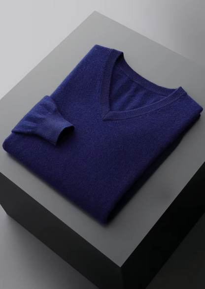 Jersey Clásico de Cuello de Pico de Lana Merino Extrafina Pura