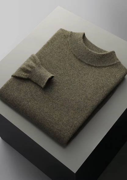 Jersey Clásico de Cuello Semi Alto de Lana Merino Extrafina Pura