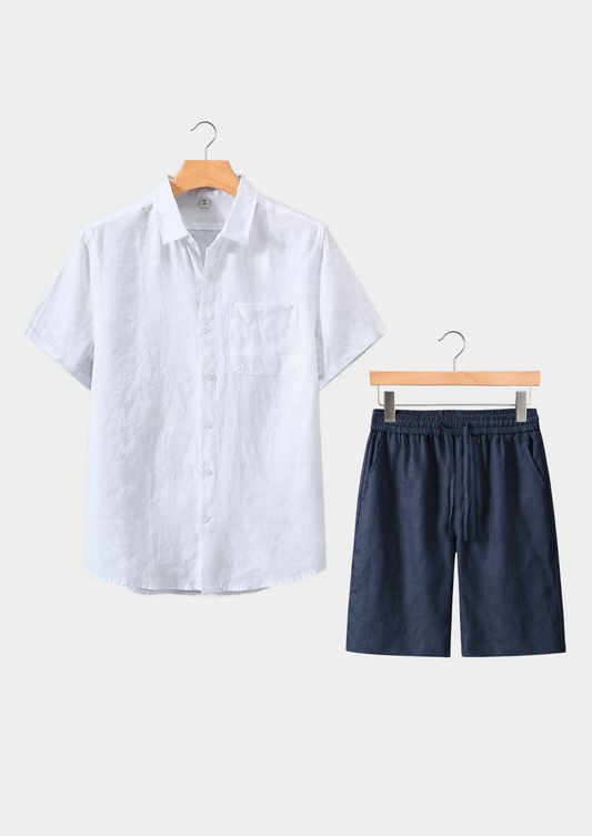 Dolcevita Shortsleeve Summer Set - White/navy | Solmar