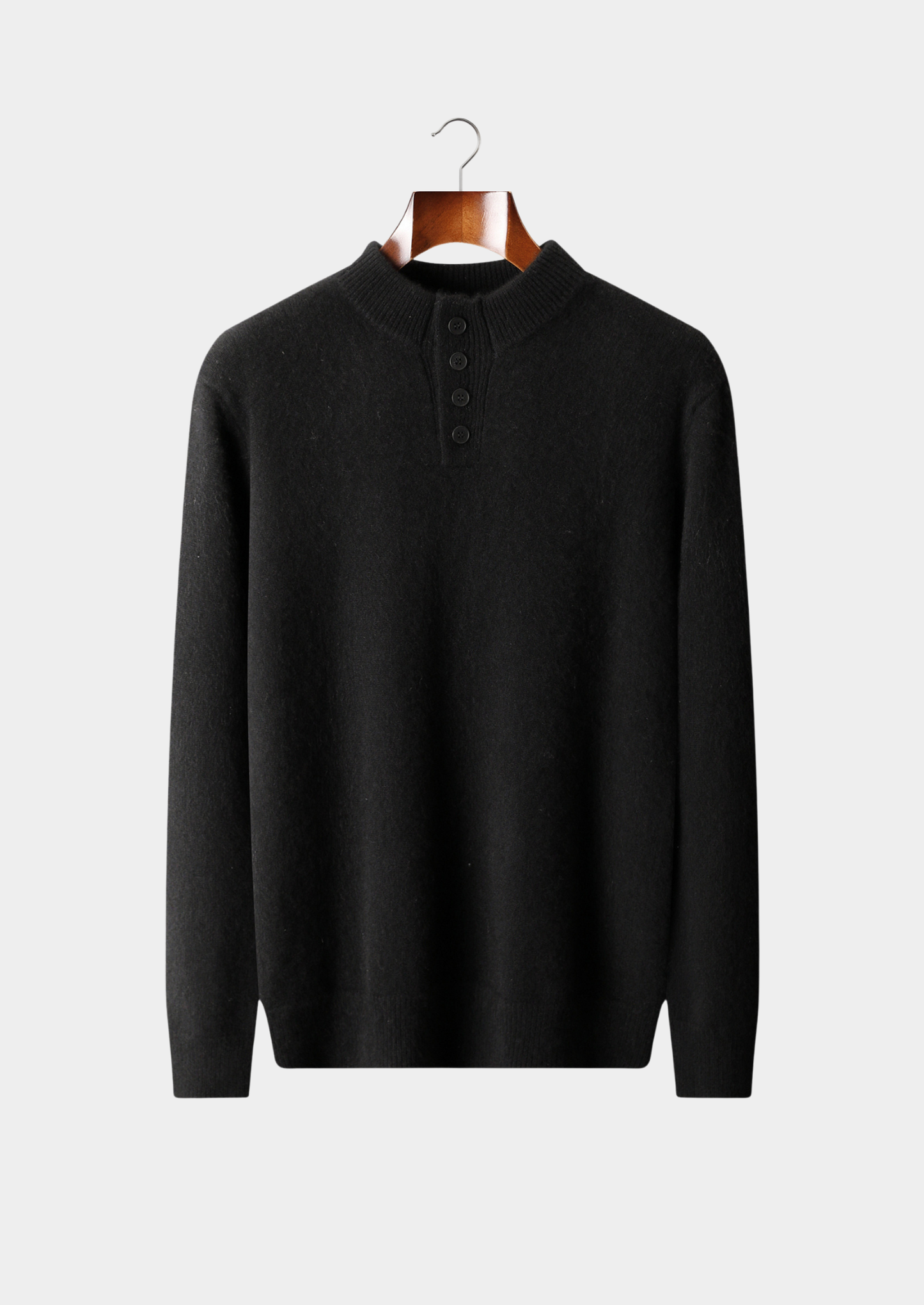 Pure Cashmere Black Button Sweater | Solmar