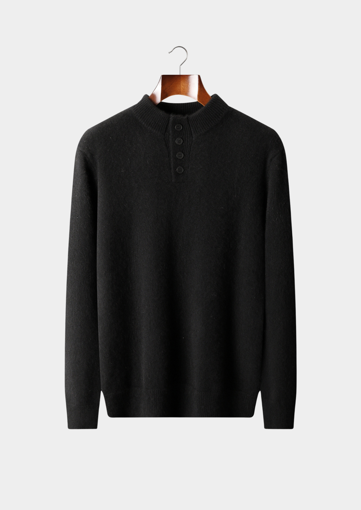 Pure Cashmere Black Button Sweater | Solmar
