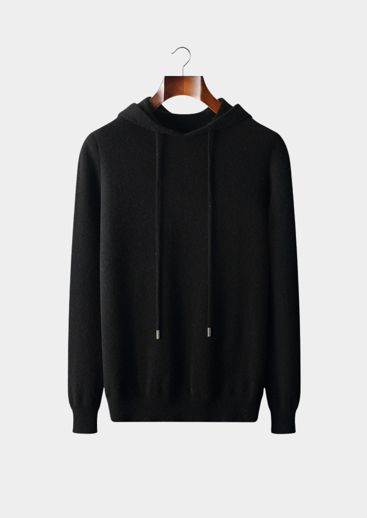 Pure Extra-Fine Merino Wool Black Leisure Hoodie | Solmar