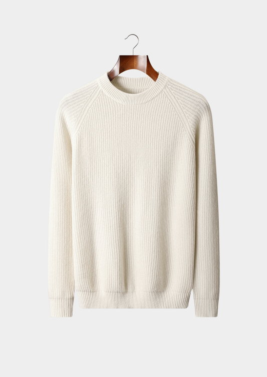 Pure Extra-Fine Merino Wool Ribbed Raglan Crewneck | Solmar