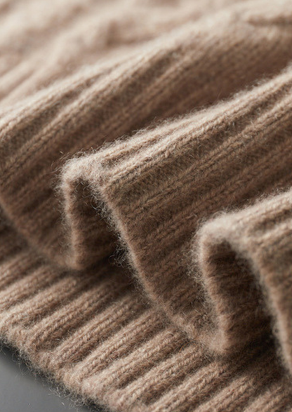 Pure Cashmere Beige Cable Half Zip Sweater | Solmar