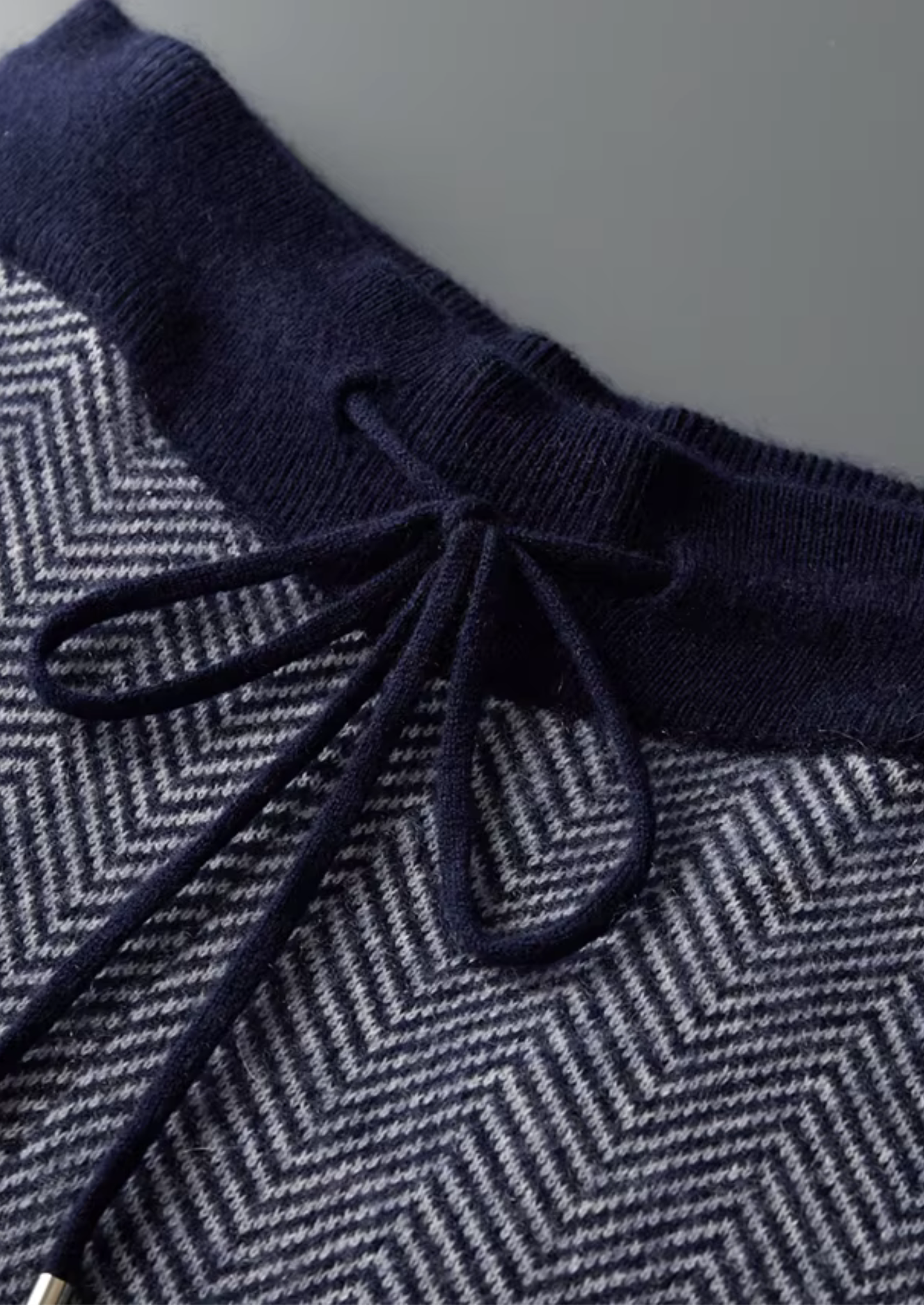 Pure Extra-Fine Merino Wool Navy Blue Herringbone Set | Solmar