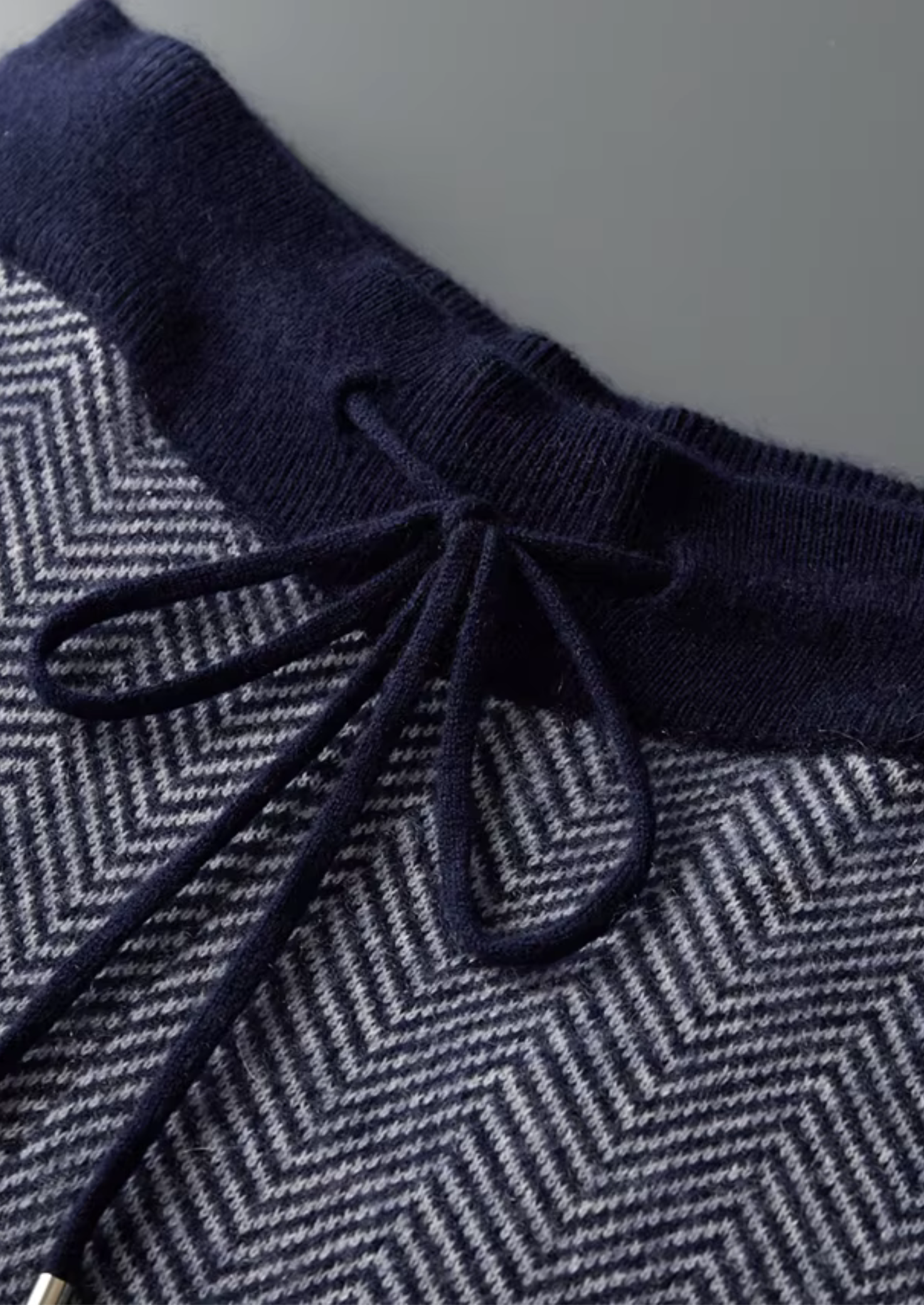 Pure Extra-Fine Merino Wool Navy Blue Herringbone Set | Solmar