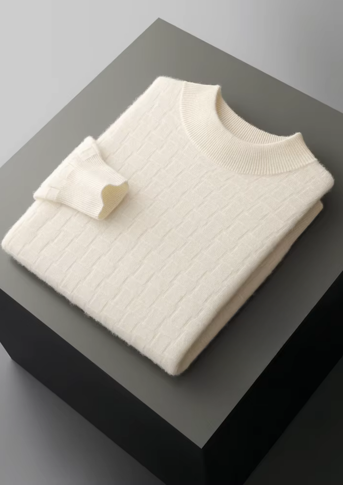 Pure Extra-Fine Merino Wool Textured Mockneck | Solmar