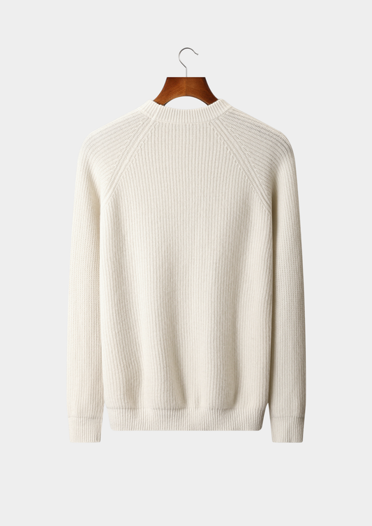 Pure Extra-Fine Merino Wool Ribbed Raglan Crewneck | Solmar