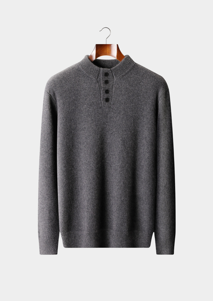 Pure Cashmere Dark Gray Button Sweater | Solmar