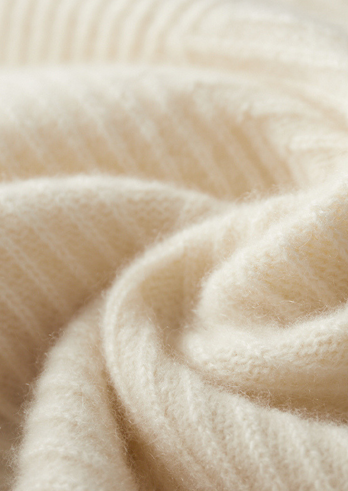 Pure Cashmere Ivory Herringbone Crewneck | Solmar
