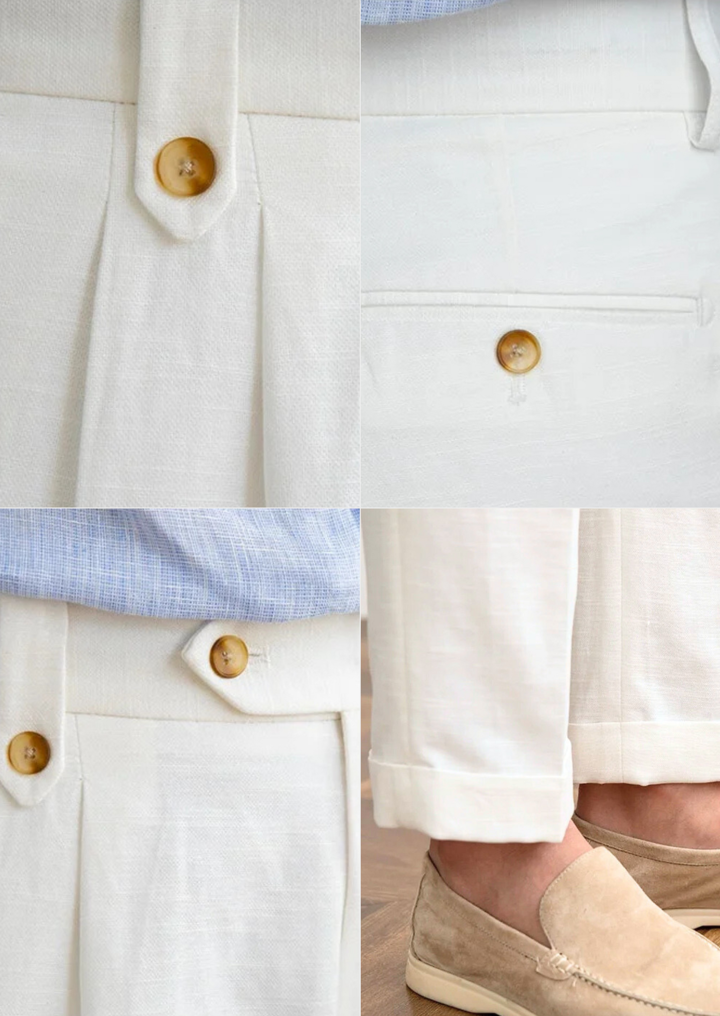 Cagliari Pleated Coastal Trousers - White | Solmar