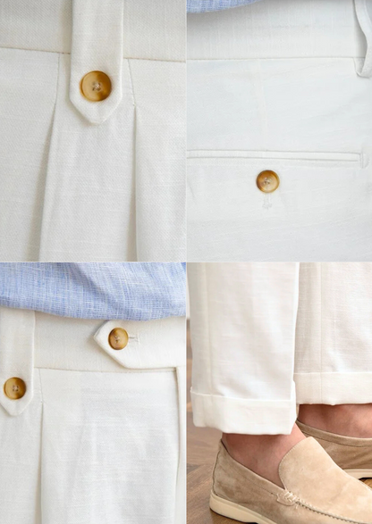 Cagliari Pleated Coastal Trousers - White | Solmar