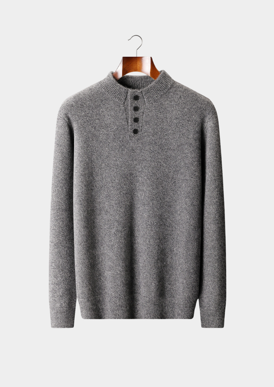 Pure Cashmere Light Gray Button Sweater | Solmar