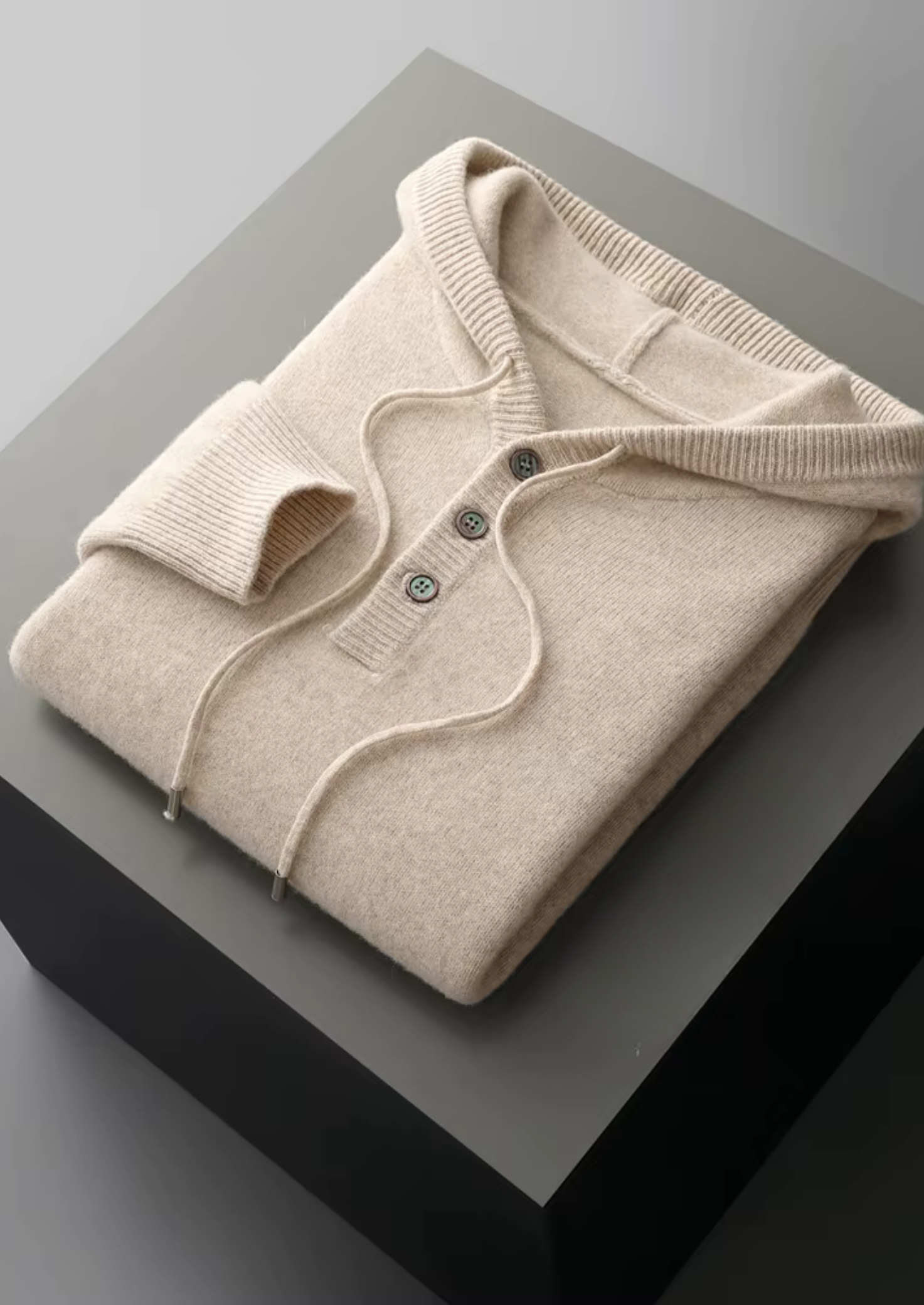 Pure Extra-Fine Merino Wool Button Hoodie | Solmar
