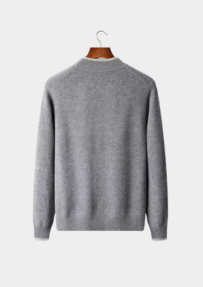 Pure Extra-Fine Merino Wool Two-Tone Zip Cardigan | Solmar