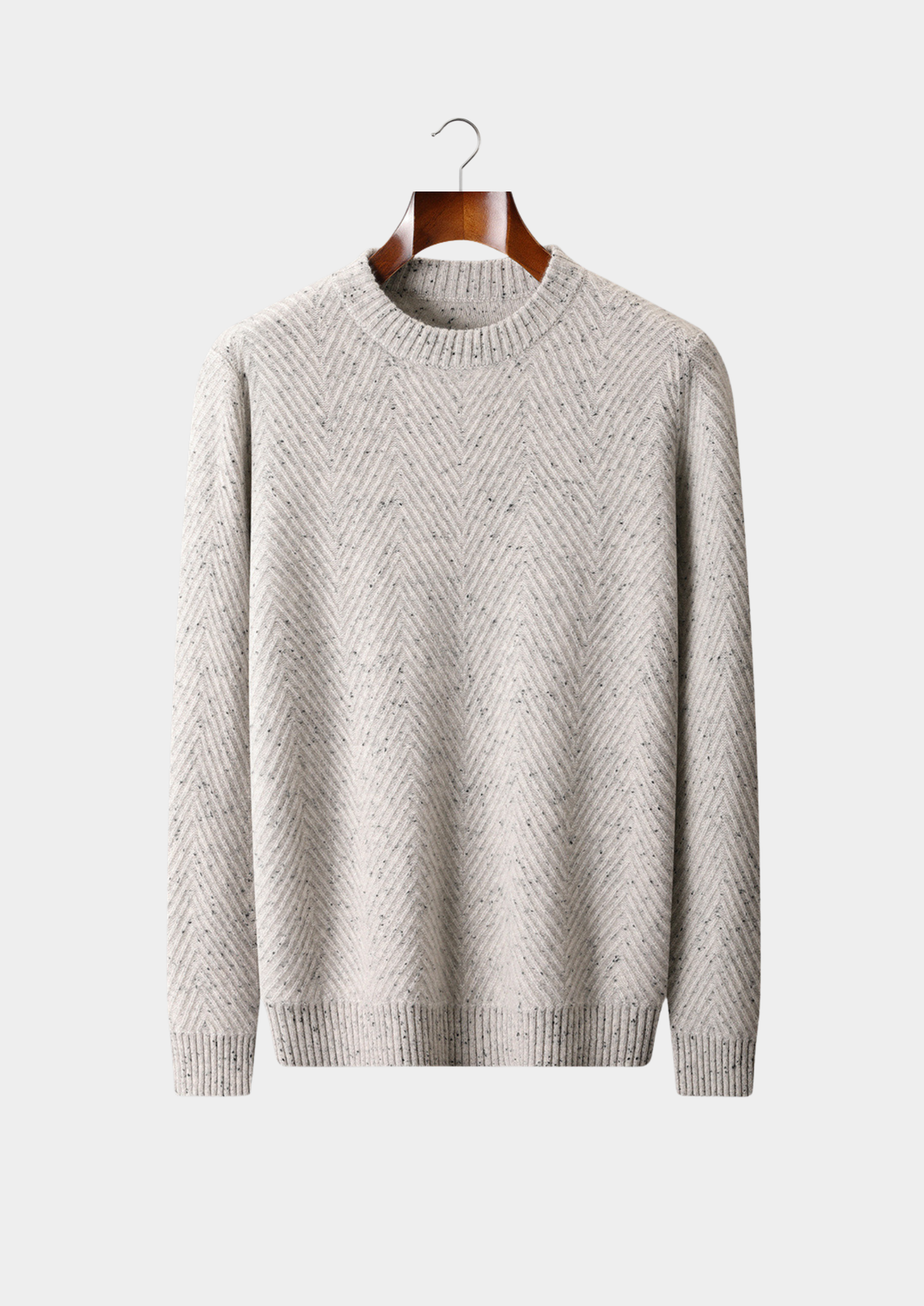 Pure Cashmere Light Gray Herringbone Crewneck | Solmar
