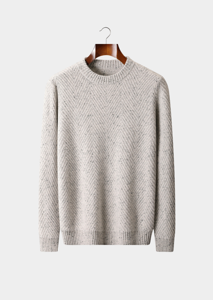 Pure Cashmere Light Gray Herringbone Crewneck | Solmar