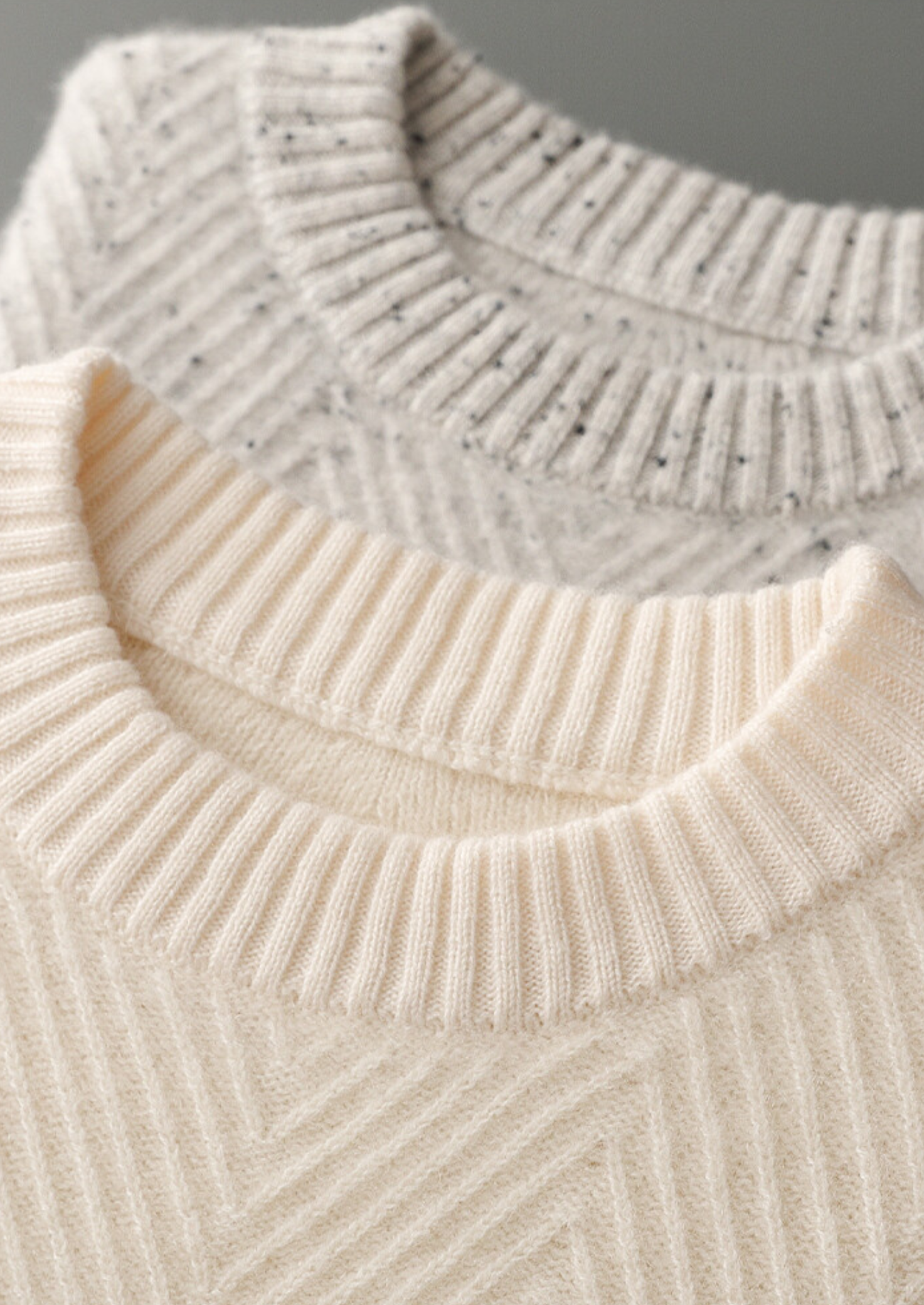 Pure Cashmere Light Gray Herringbone Crewneck | Solmar