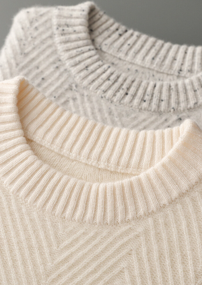 Pure Cashmere Light Gray Herringbone Crewneck | Solmar