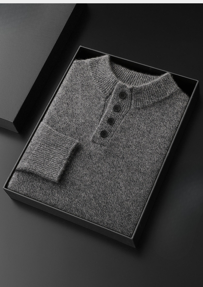 Pure Cashmere Light Gray Button Sweater | Solmar