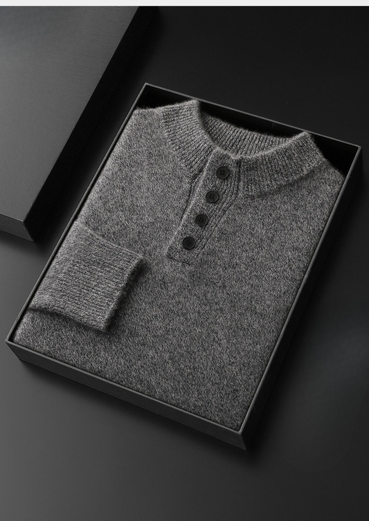Pure Cashmere Light Gray Button Sweater | Solmar