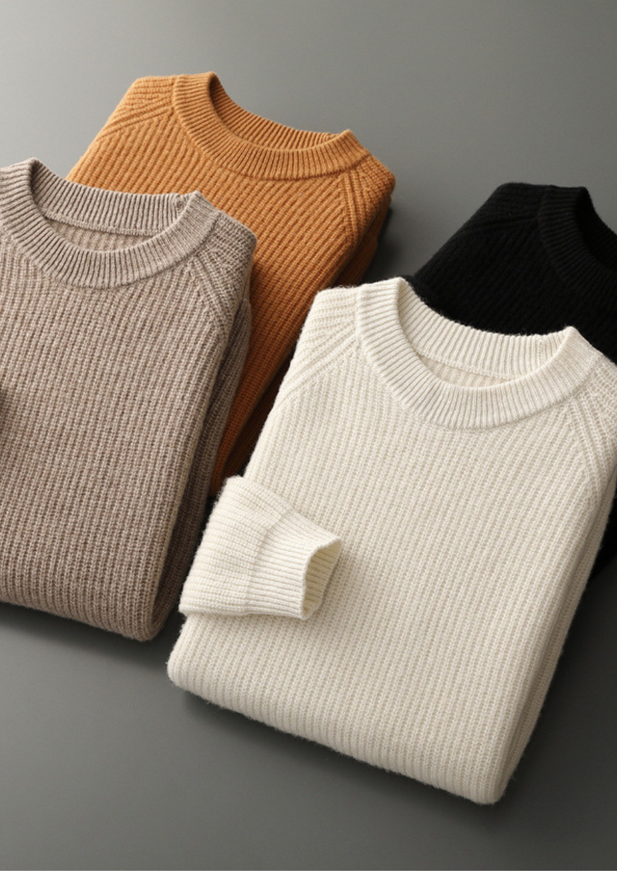 Pure Extra-Fine Merino Wool Ribbed Raglan Crewneck | Solmar