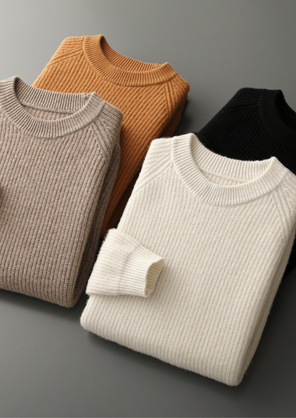 Pure Extra-Fine Merino Wool Ribbed Raglan Crewneck | Solmar