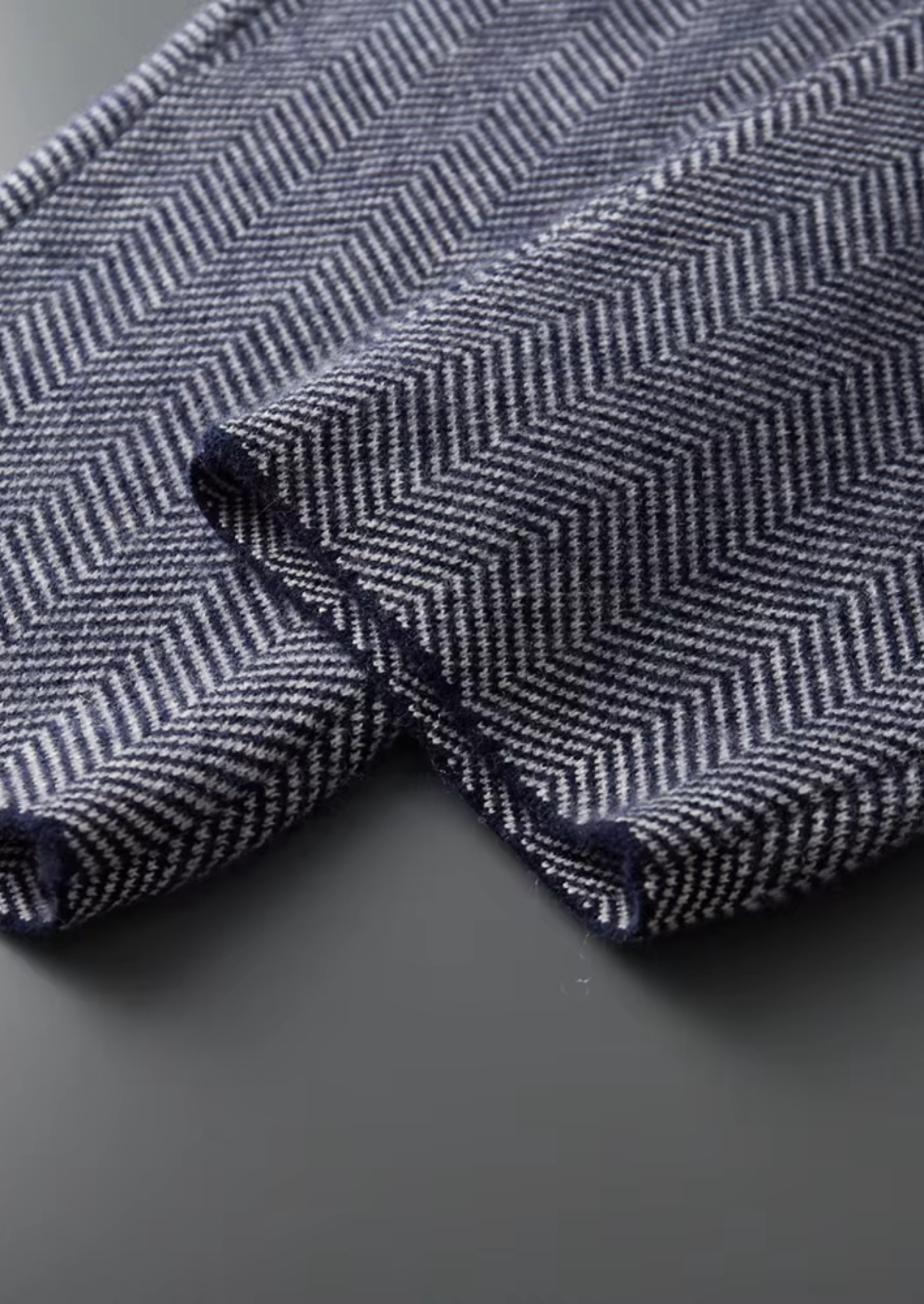 Pure Extra-Fine Merino Wool Navy Blue Herringbone Set | Solmar