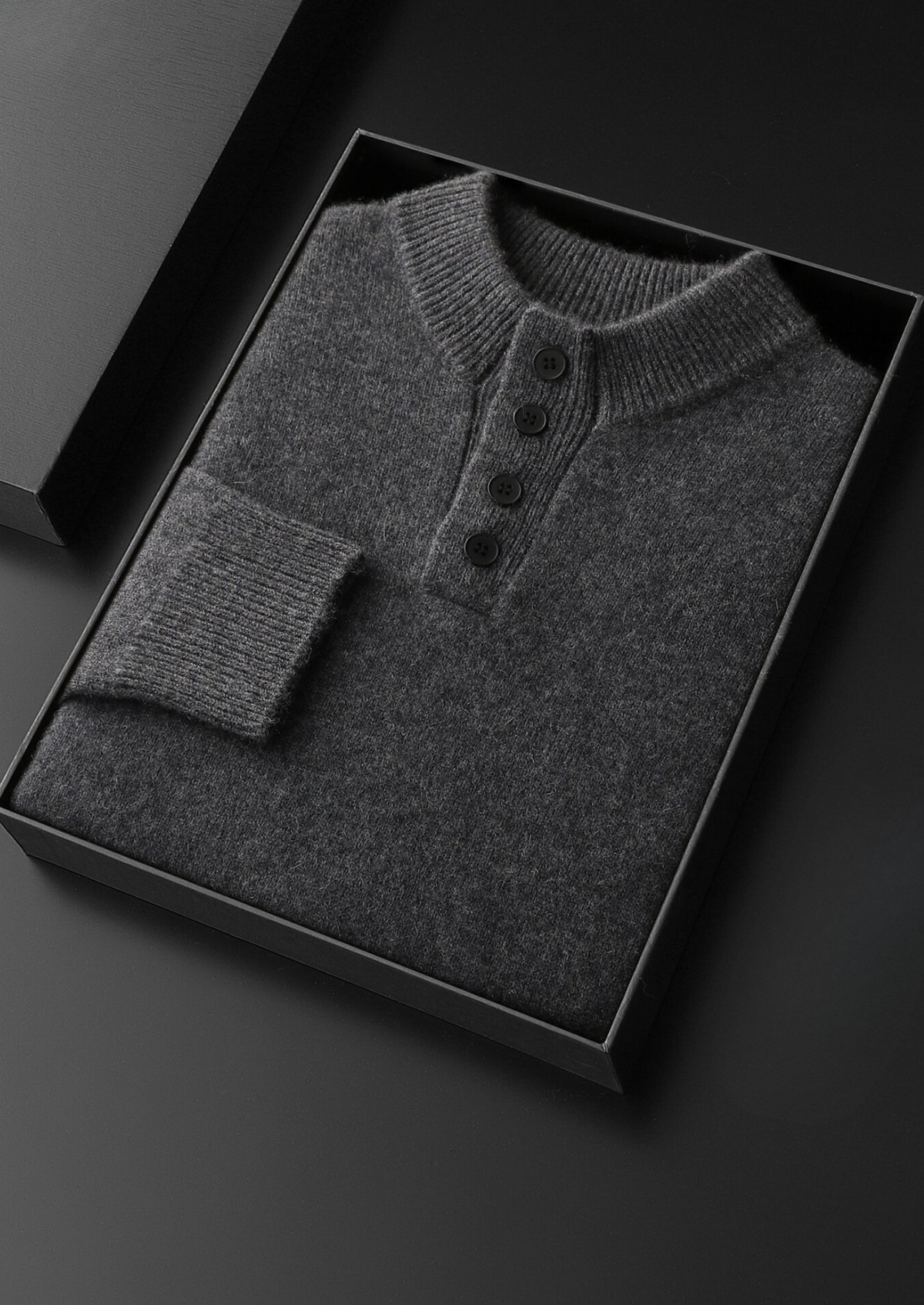 Pure Cashmere Dark Gray Button Sweater | Solmar