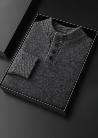 Pure Cashmere Dark Gray Button Sweater | Solmar
