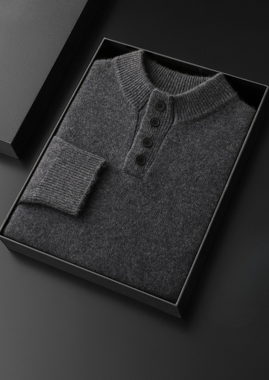 Pure Cashmere Dark Gray Button Sweater | Solmar