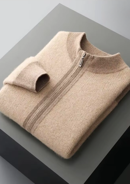 Pure Extra-Fine Merino Wool Sand Herringbone Set | Solmar