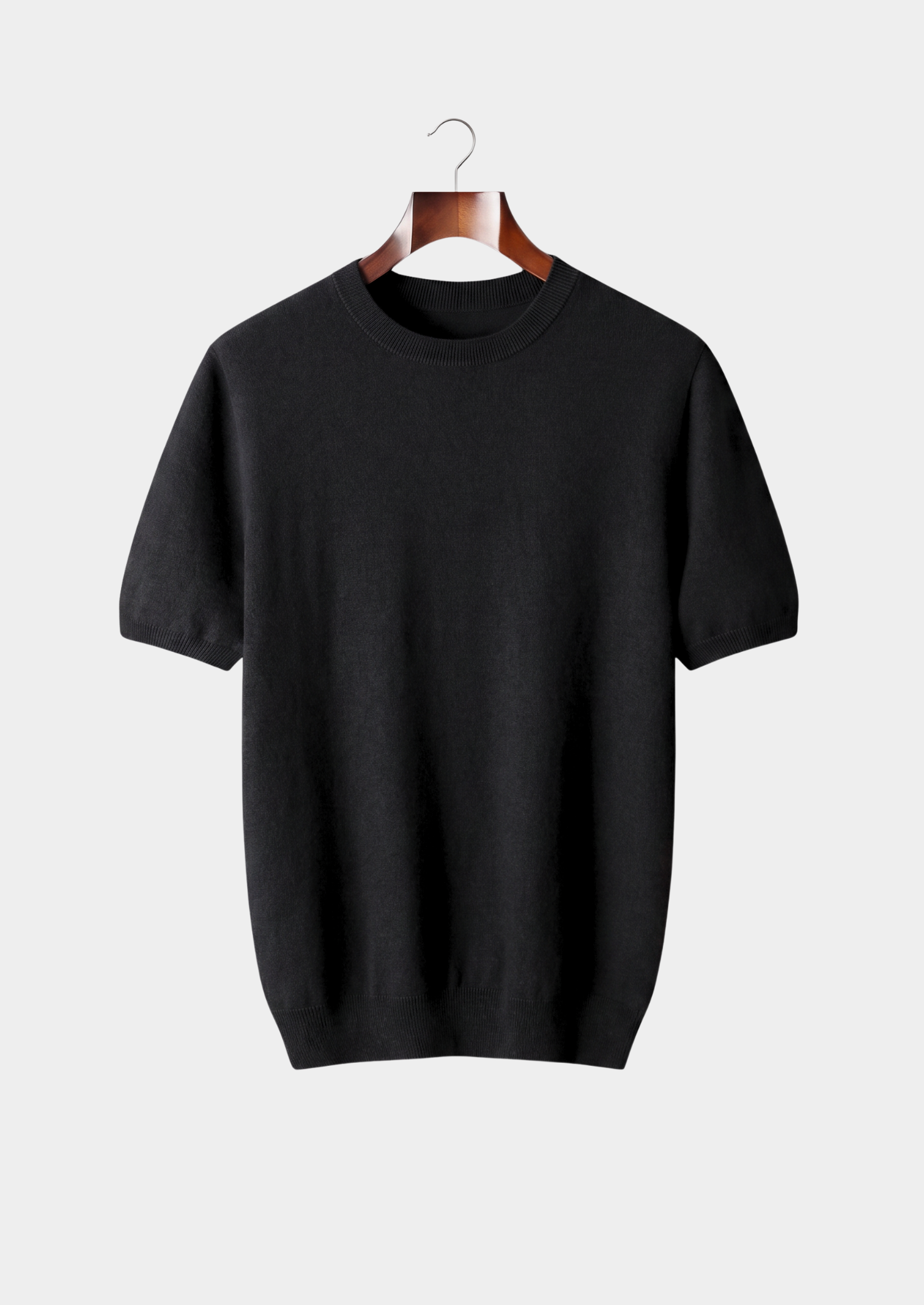 Premium Cashmere Classic Crewneck T-Shirt - Black | Solmar