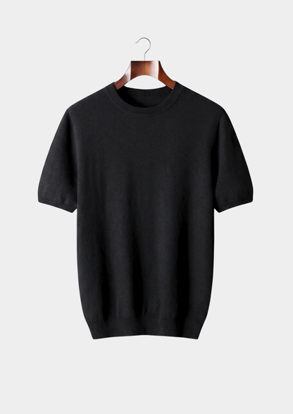 Premium Cashmere Classic Crewneck T-Shirt - Black | Solmar