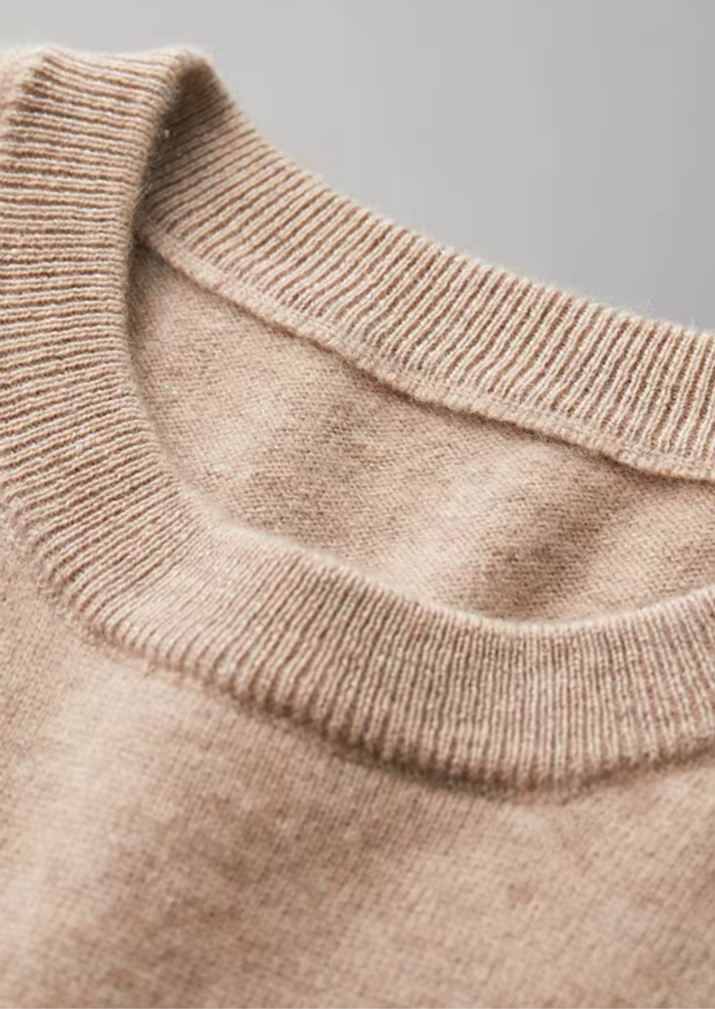 Premium Cashmere Classic Crewneck T-Shirt - Light Beige | Solmar