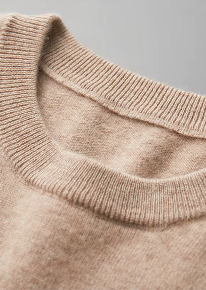 Premium Cashmere Classic Crewneck T-Shirt - Light Beige | Solmar