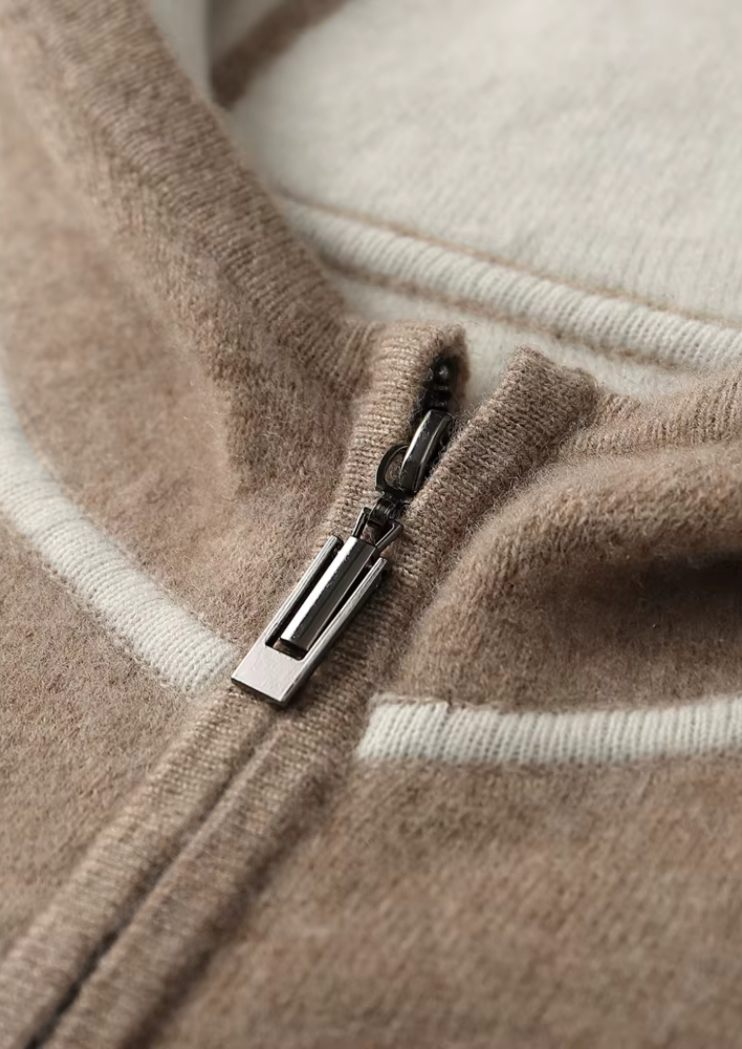 Premium Cashmere Two Tone Zipper Hoodie | Solmar
