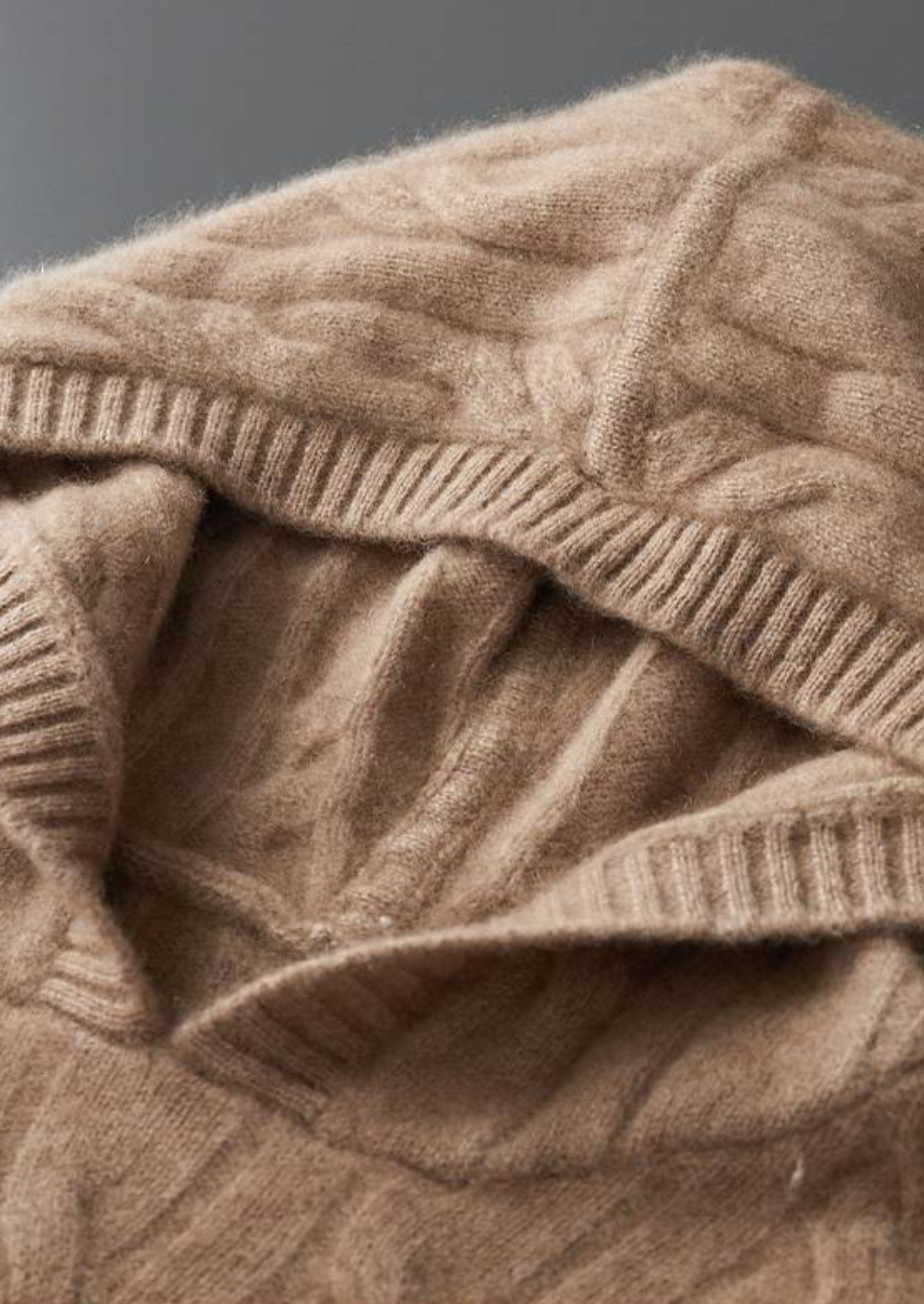Pure Cashmere Sand Cable Knit Hoodie | Solmar
