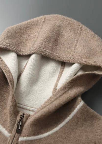 Premium Cashmere Two Tone Zipper Hoodie | Solmar