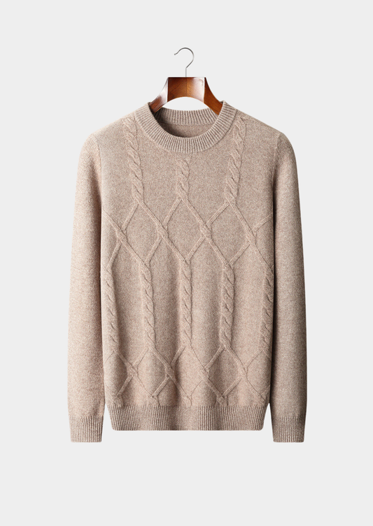 Pure Extra-Fine Merino Wool Cable Crewneck | Solmar